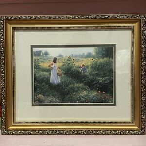 Vintage Summer Glory Framed Art with Gold Frame